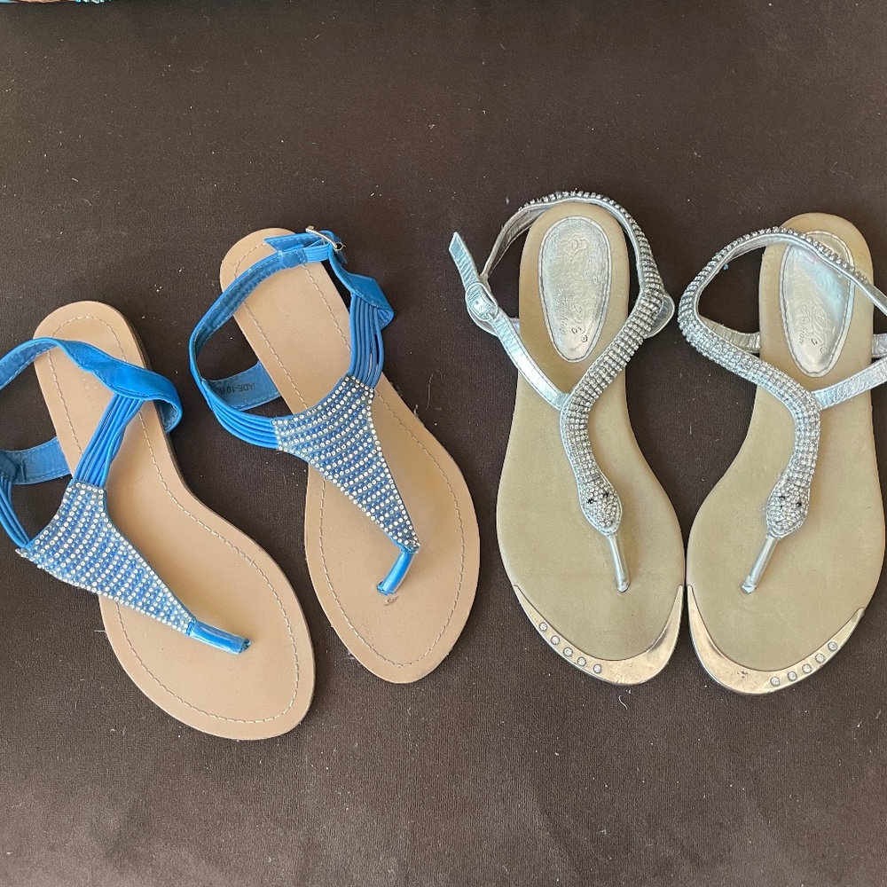 Two pairs of  summer flat  sandals - size 8